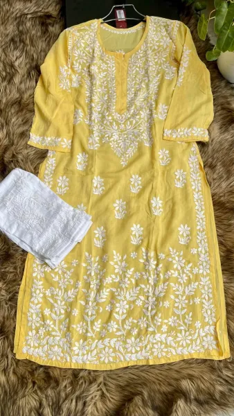Original Lakhno Stitched  Modal Cotton -2 Pcs_Yellow